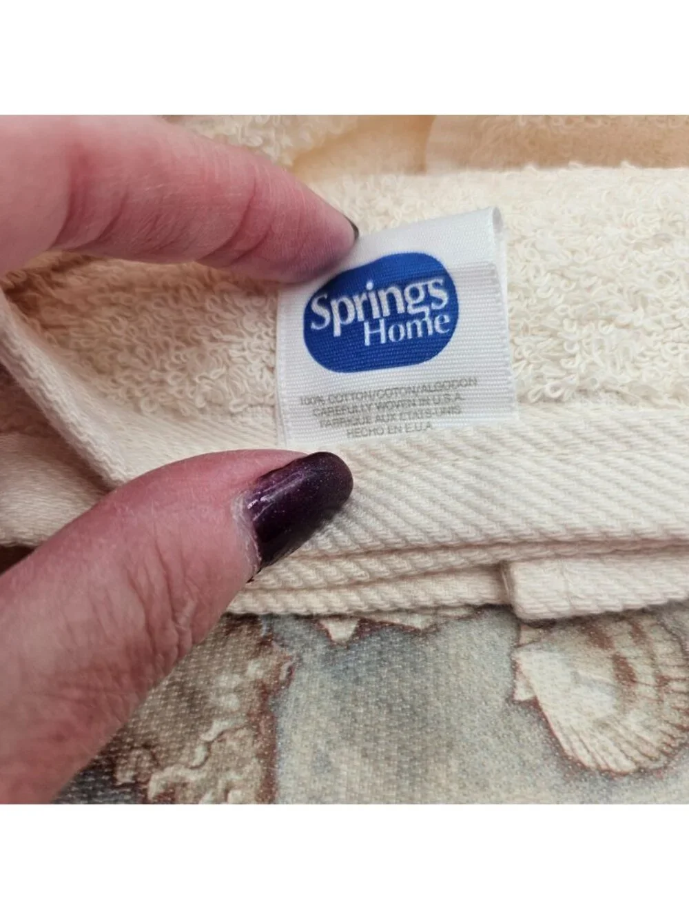 Vintage Springs Home Sea Shells Beach Decorator Cotton Hand Towels Lot of 4